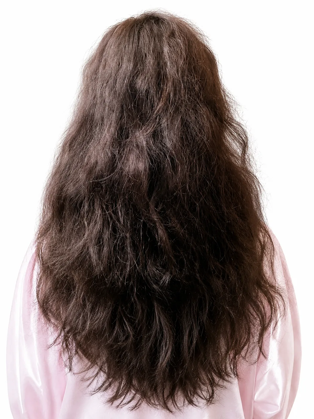 Antes: cabelo ressecado, sem brilho e com frizz